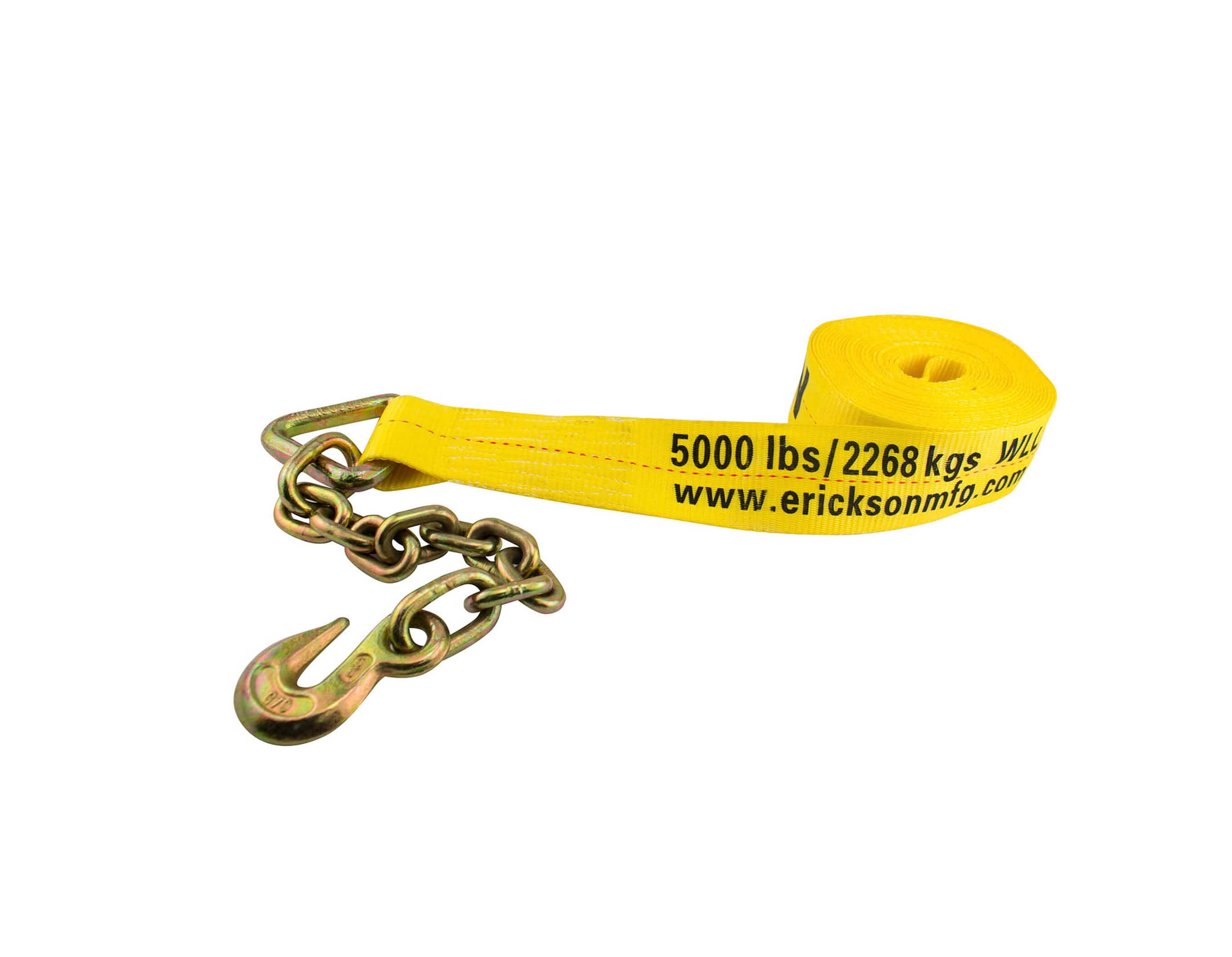 3"X30' 15,000LB WINCH STRAP W/ CHAIN LEAD